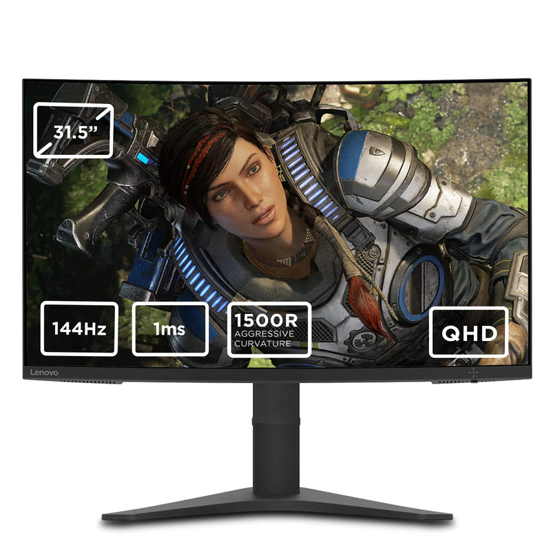 Lenovo G32qc-10 31.5" 2K 144Hz QHD Curved Gaming Monitor - شاشة